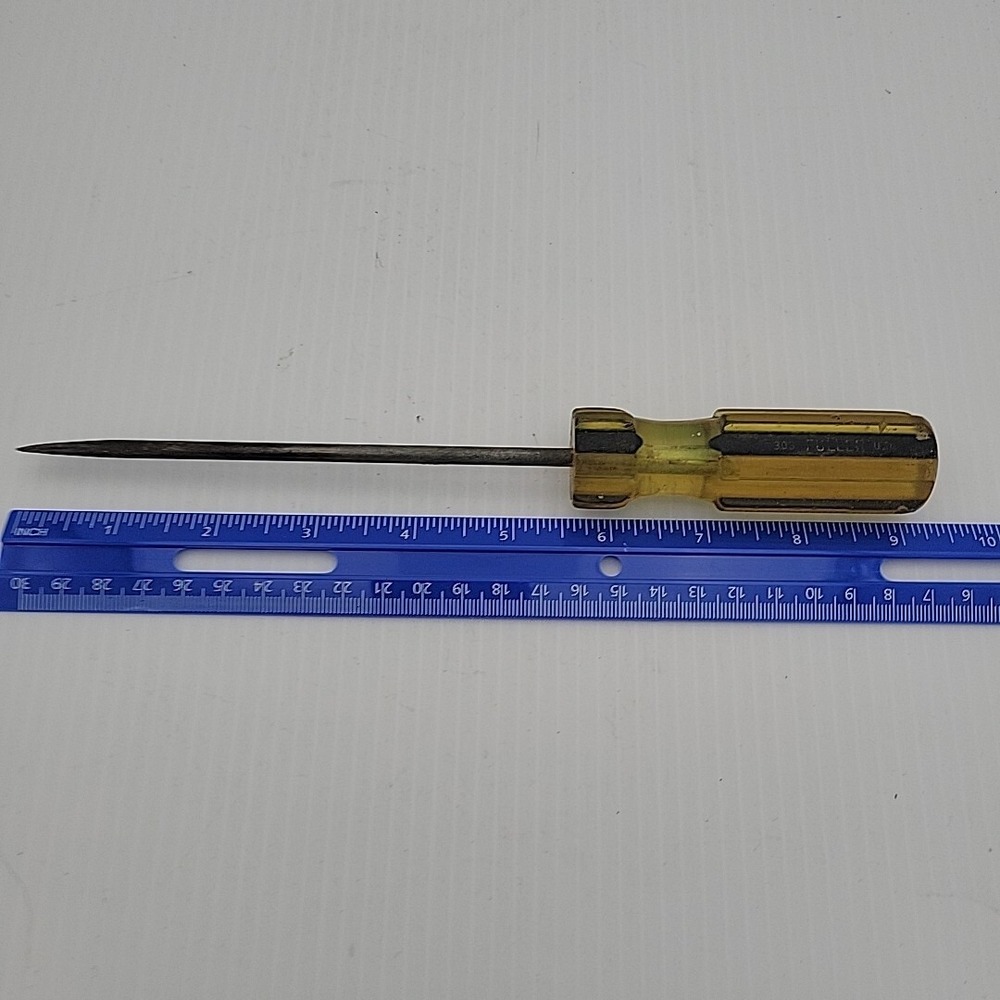 Vintage Fuller 303 Slotted Flat Head Screwdriver Yellow & Black Handle